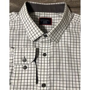 UnTuckit Wrinkle Free Button Up Long Sleeve White Check Casual Shirt Size XL